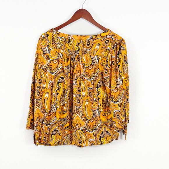 Rachel Roy Women’s Tie Front Blouse Boho Statement Print Paisley Travelcore 1X - Picture 2 of 7